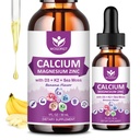 Citrate de calcium 1000mg avec vitamine D3 pour les femmes et les hommes - supplément de zinc de magnésium de calcium liquide D3 K2 pour os, soutien des dents, sans sucre, végétalien, banane parfum - 1 Fl Oz (2 pack)