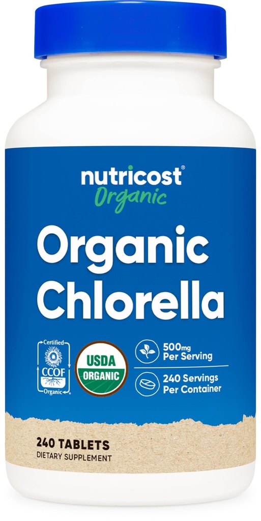 Nutricost Organic Chlorella 500mg, 240 Tabletten - Glutenfrei, Non-GMO