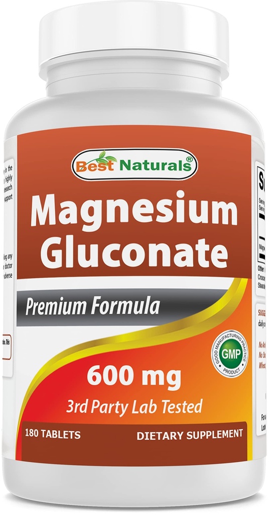 Best Naturals Magnesium Gluconate (35 mg Elemental Magnesium von 600 mg Magnesium Gluconat) 180 Tabletten