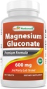 Best Naturals Magnesium Gluconate (35 mg Elemental Magnesium von 600 mg Magnesium Gluconat) 180 Tabletten