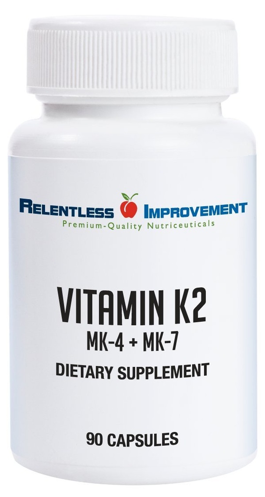 Vitamine naturelle K2 MK4 Plus Vitamine K2 MK7 Haute puissance 15 000 mcg MK-4 + 60 mcg MK-7 soutient la santé osseuse et artérielle Vegi-Capsules Sans soja