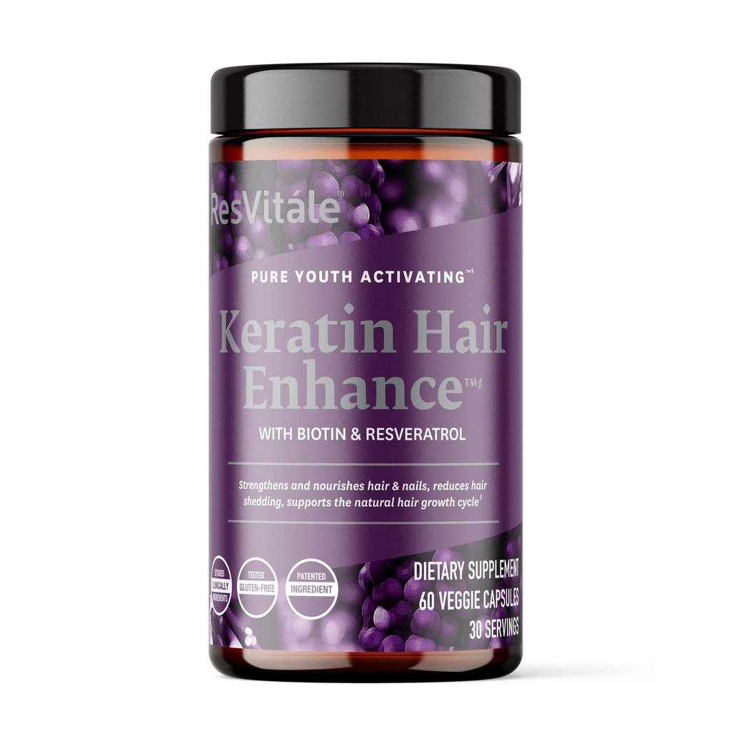 ResVitale Keratin Hair Enhance - Supplément Keratin pour la croissance des cheveux - 60 Capsules