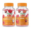 Lebensfähiges Calcium Magnesium & Zink Kinder + Zink Kinder, Gummis Bundle - Große Verkostung, Vitamin-Ergänzung, Glutenfrei, GVOfrei, Kaugummi