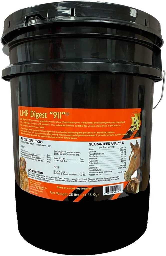 LMF Digest 911" 25 Pound prebiotic and probiotic Supplement for Horses, ruminants and Pets