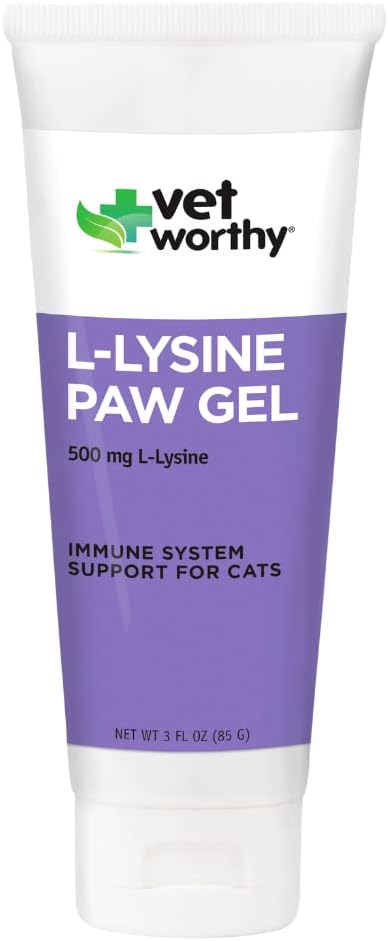 Vet Worthy Lysine Paw Gel Aid für Katzen - Cat Paw Gel zur Unterstützung des Immunsystems und der Gesamtgesundheit - Cat Supplement mit Aminosäure L-Lysine- Lachs-Flamour Gel, 3oz