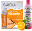 Aurora Nutrascience Mega Liposomal Vitamin C 32 Pack + Vitamin D3/K2 Flaschen-Bündel - Ergänzung für Immununterstützung & Kognitive Gesundheit - 32 Portionen
