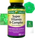 Super Vitamine B-Complex 100 Comprimés Dietary Supplement Bundle Exclusive Better Ligth & Spring Guide + Pill hebdomadaire Organisez (3 items)