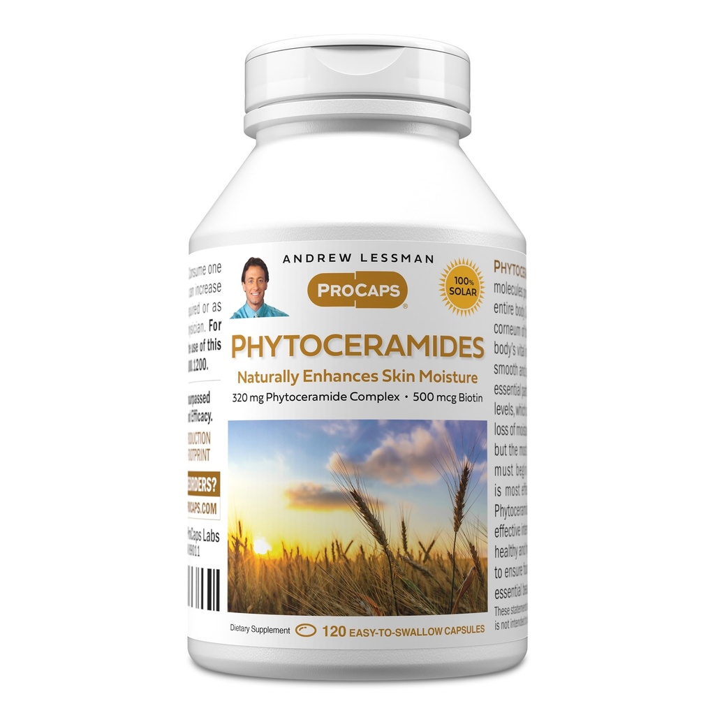 ANDREW LESSMAN Phytoceramide mit Biotin 120 Softgels - Vitale natürliche innere Feuchtigkeitscreme der Haut. Natürlich verbessert die weiche, glatte, strahlende Haut. Keine Zusatzstoffe. Kleine leicht zu schlucken Softgels