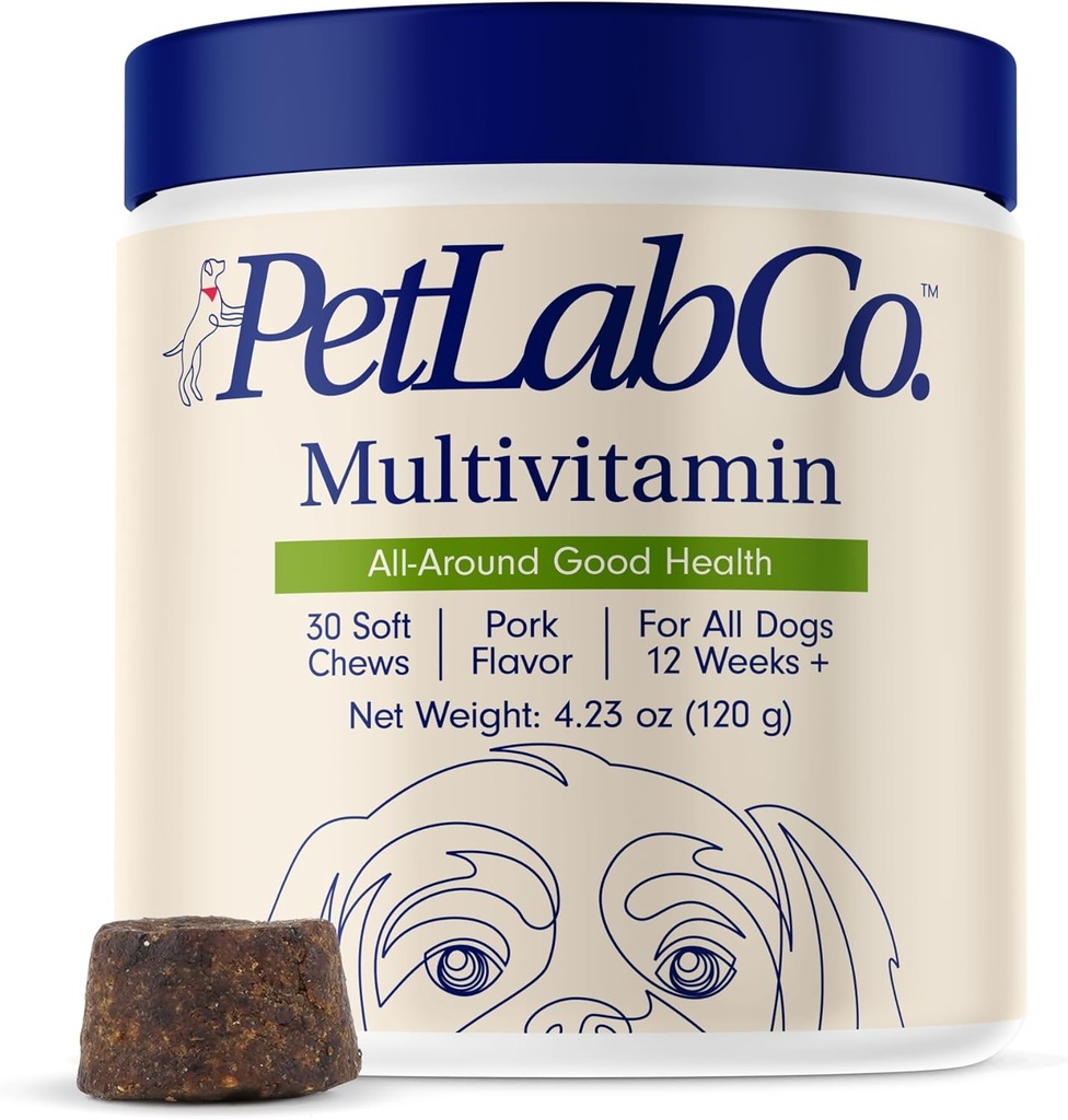 PetLab Co. 22 in 1 Hund Multivitamin - unterstützen Hund Immunantwort, Haut, Mantel, Gelenke & Gesamtgesundheit - Vitamine A, E, D, B12, Mineralien, Antioxidantien - Kaubare Schweineschlamm - Verpackung Mai Vary