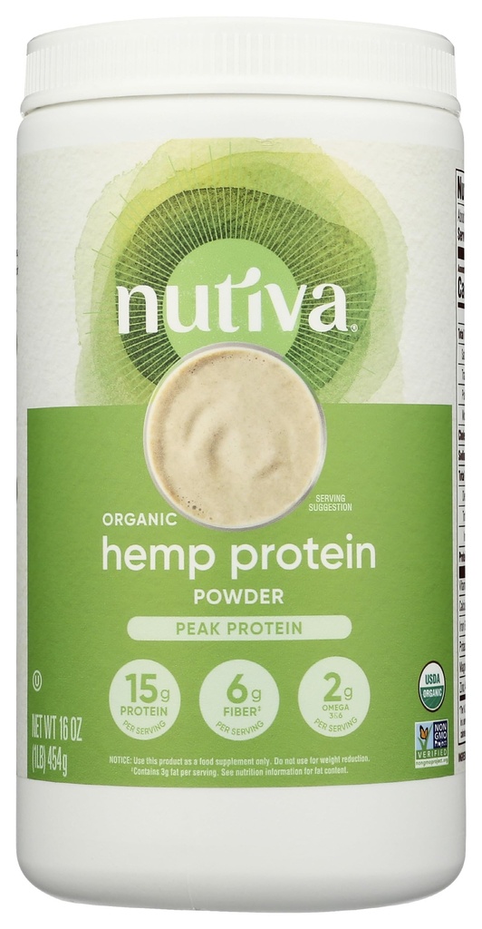 Nussiva Bio Kaltgepresste Roh Hanf Seed Protein Powder, Peak Protein, 16 Oz, USDA Organic, Non-GMO, Whole 30 zugelassen, Vegan, Gluten-Free & Keto, Pflanzenprotein mit essentiellen Aminosäuren
