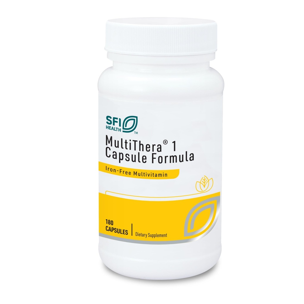 Klaire Labs SFI Health MultiThera 1 formule multivitamine sans fer et capsule multiminérale avec des micronutriments essentiels - haute puissance avec folate bioactif et B12 - Pas de fer (180 capsules)