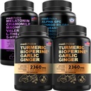 MEDCHOICE Turmeric & Ginger (240ct), Sleep Melatonine (90ct) et Cerveau Nootropique (60ct) Supplément Ensemble - Wellness Trio pour le cerveau, le sommeil et le soutien immunitaire - Vegan, non-OGM, sans gluten