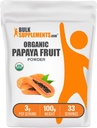 BulkSupplements.com Poudre de fruits de papaye biologique - Poudre aromatisante, provenant de la carica Papaya Fruit - Sans gluten, 3g par portion, 100g (3.5 oz) (paquet de 1)