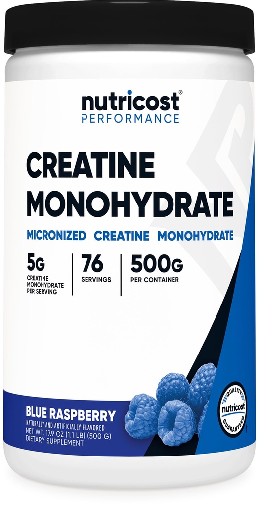 Nutricost Creatin Monohydratpulver (Blauer Himbeer), 500 Gramm (1.1 LBS)