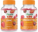 Lebensfähige Zink Kids + Probiotics 5 Billion Kinder, Gummis Bundle - Große Verkostung, Vitamin-Ergänzung, Glutenfrei, GMO frei, Kaugummi