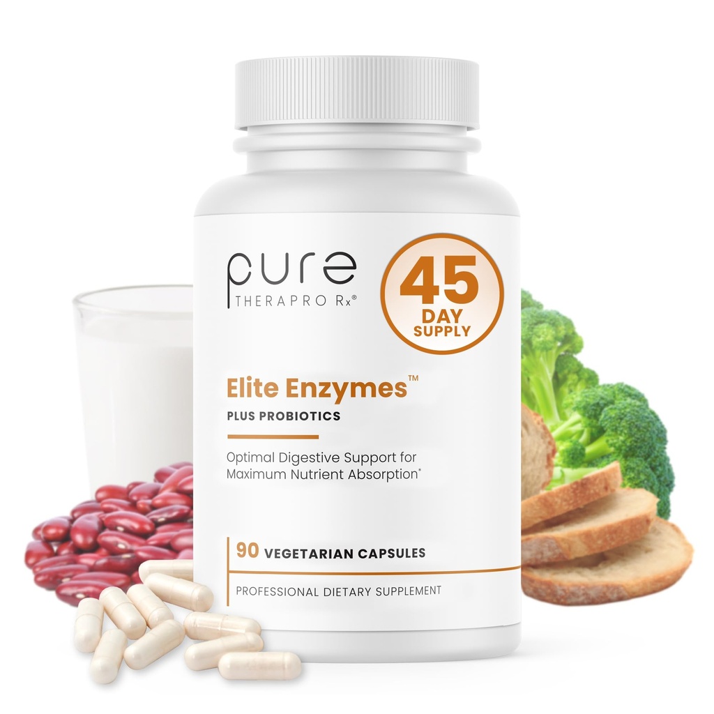 Pure Therapro Rx Elite Enzyme Extra Strength Verdauungsenzyme Ergänzung für Frauen & Männer, 90 Vegan Kapseln