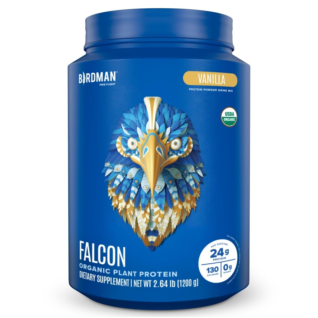 BIRDMAN Faucon Poudre de protéines végétales organiques, sans Stevia et sans sucre, protéines végétales, faible teneur en glucides, sans produits laitiers, kéto, protéines non lactoniques, probiotiques, protéines de pois