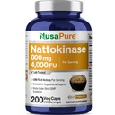 NusaPure Nattokinase 4000 FU 800mg, 200 Capsules de Veggie (Vegan, non-OGM)