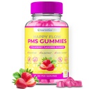 PMS Gummies - Happy Flow PMS Unterstützungsergänzung für Frauen - Erdbeere PMS-Relief-Ergänzung mit Vitamin B6 für Hormonhaushalt, Periodenunterstützung, Krebse, Hormonelle Akne & Bloating Relief (60 Zähler)