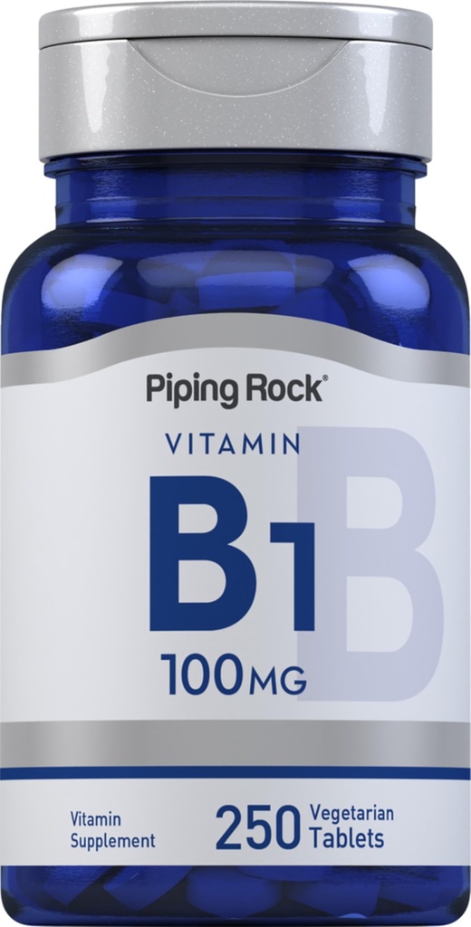 Piping Rock Vitamin B1 100mg | 250 Tabletten | Thiamin Ergänzung | Vegetarisch, Non-GMO, Glutenfrei