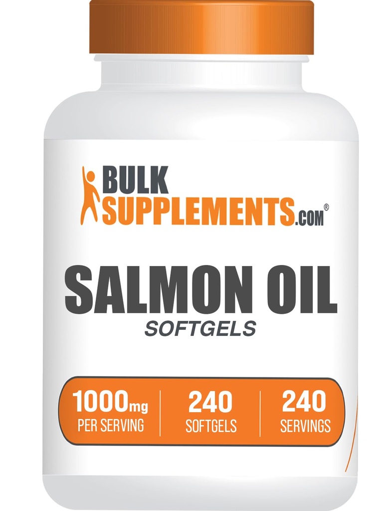 BulkSupplements.com Lachsöl Softgels - Omega 3 Beilage, Wild Alaskan Lachsöl Beilagen - 1000mg, Glutenfrei, 1 Softgel pro Servierung, 240 Count (Pack von 1)