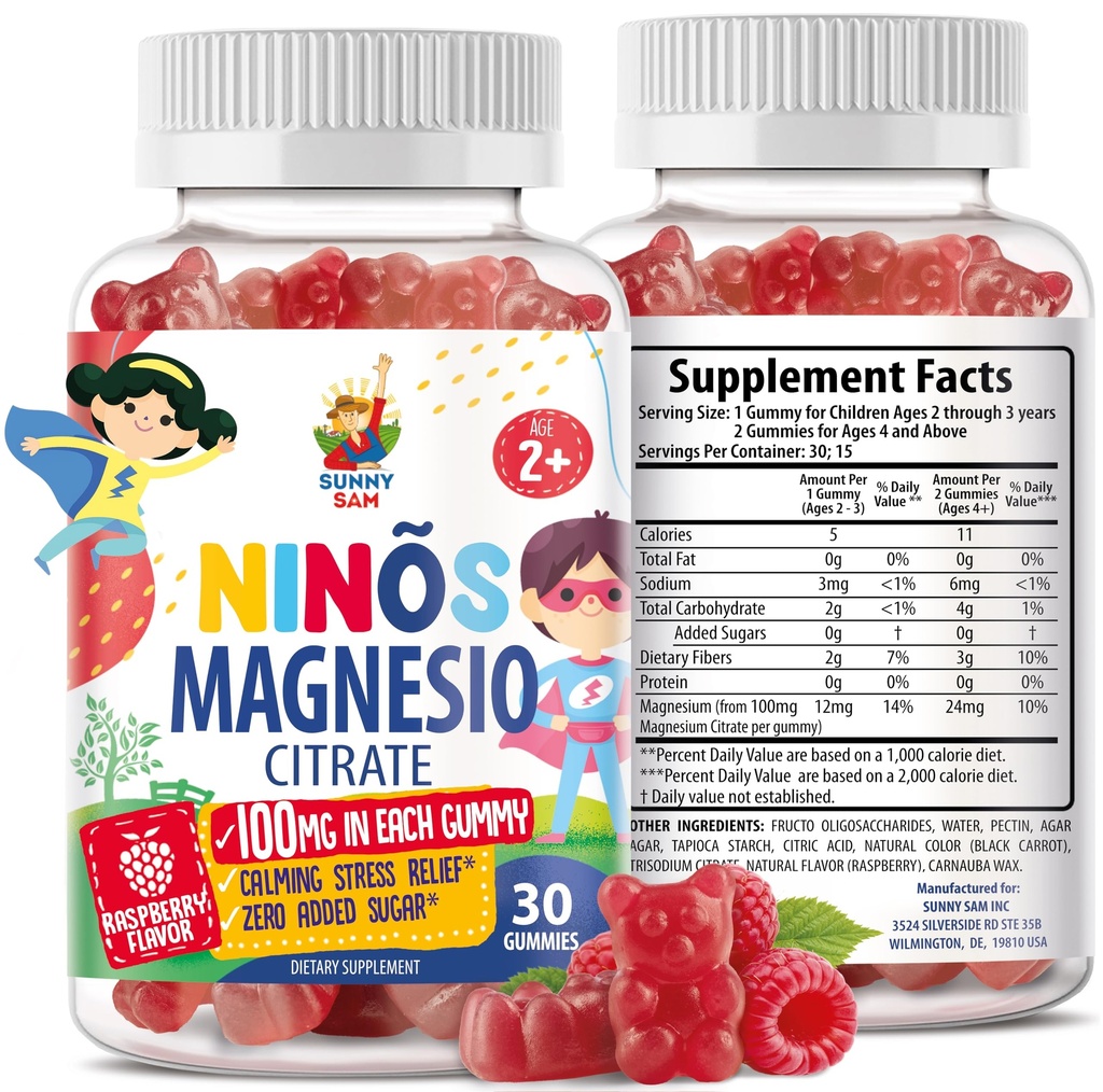 Magnesiumgummis für Kinder & Erwachsene - 100mg - Kalm Magnesium Kaugummis - Magnesium Citrat Kaubare Ergänzung für Mood & Muskelunterstützung - 30 Gummi