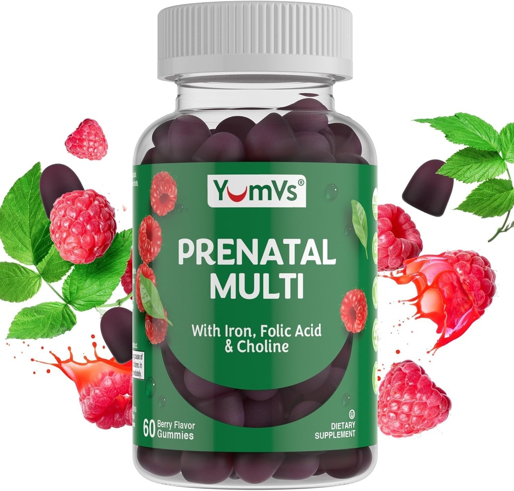 YumVs Pränatale Gummie für Damen - Pränatale Vitamine für Frauen mit Folsäure, Eisen & Choline - Vegetarisch & Kosher Prägnanz Vitamine - Frauen Pränatal Multivitamin mit A C D3 E B6 B12 (60 Count)