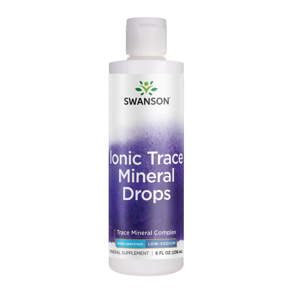 Swanson Concentrace Trace Mineral Drops 8oz-Complete Mineral Complex for Energy, Hydratation, & Electrolyte Balance Plus de 72 minéraux ioniques à absorption élevée tels que Magnésium, Potassium, Calcium (2 Pack)
