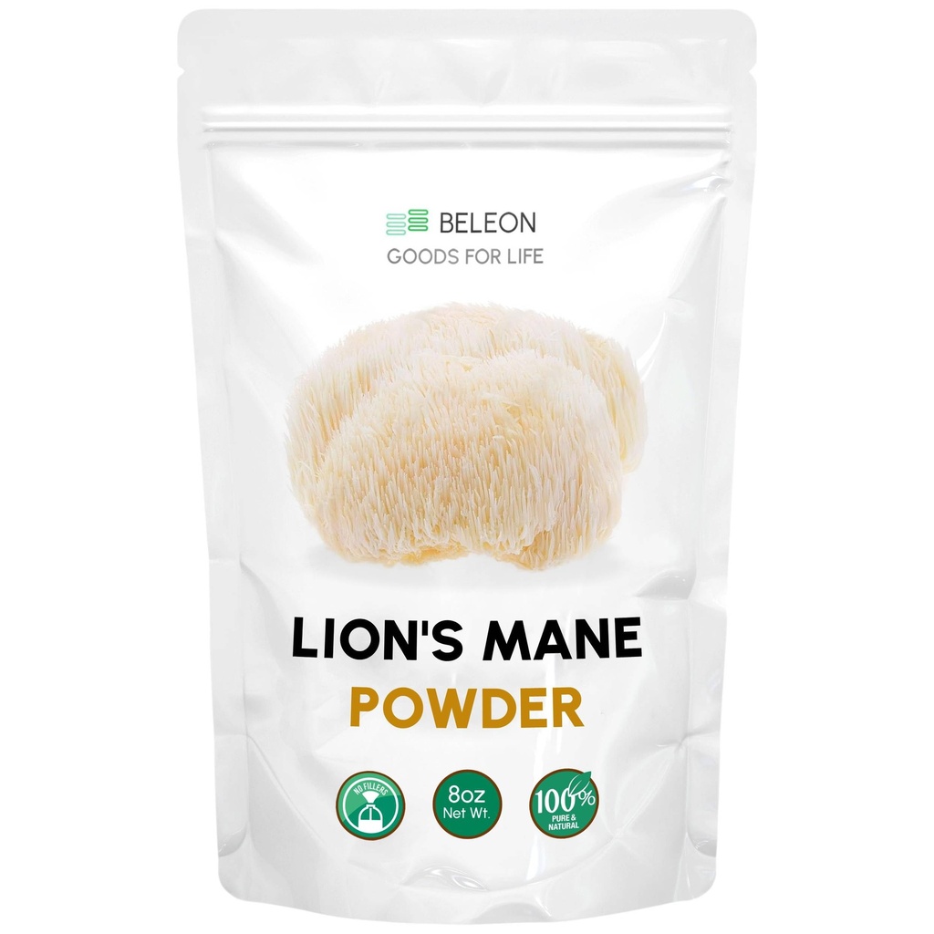 Lions Mane Powder 8 oz - Pure Lion's Mane Mushroom Supplement mit Antioxidantien, Veganpulver