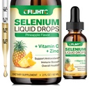 Selen-Flüssigtropfen, 200mcg Flüssiges Selen-Zusatz mit Vitamin C & Zink, Unterstützung für Immunsystem, Antioxidans & Herz Gesundheit, hohe Absorption, Ananas-Flaschen, 2 Fl Oz