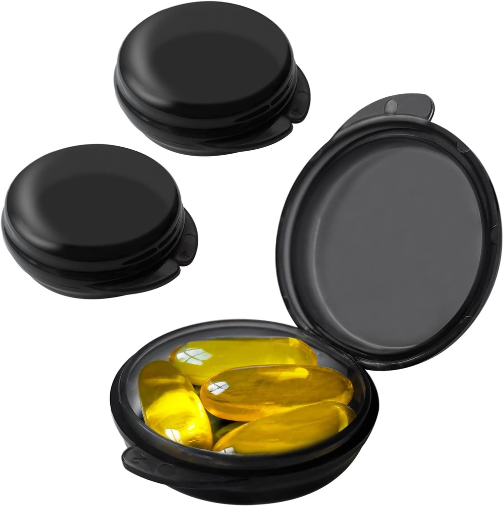 Small Pill Box (3 Pack), Tägliche Mini Pill Organizer Portable für Purse Pocket,Travel Pill Case Medicine Aufbewahrung Container Earplug Case (Blcak