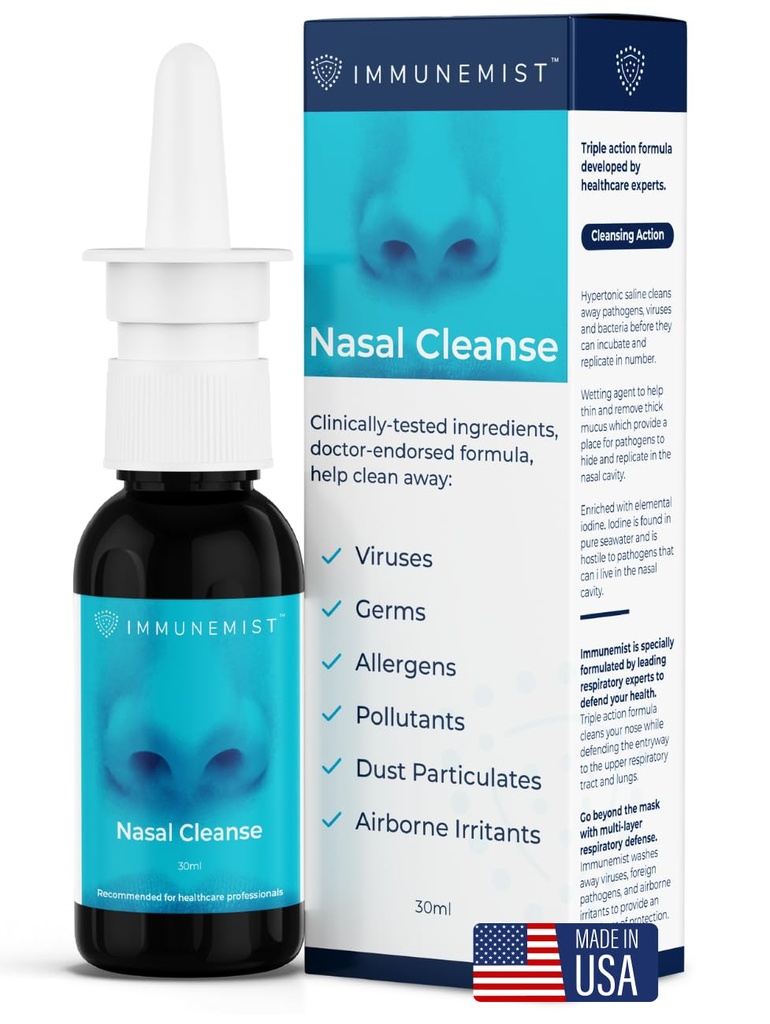 Nettoyer le nasal - Dr recommandé antiviral Nasal iode rincer bouteille jusqu'à 250 doses - Nasal Spray pour le bien-être - Fabriqué aux États-Unis