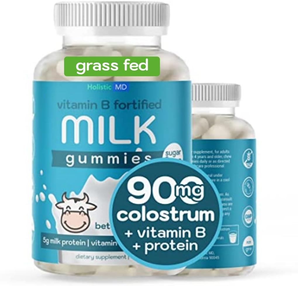Colostrum Gummies for Kids Adults Elderly | Colostrum Milk Protein Gummies with Vitamin B Complex | Sugar Free 60 ct
