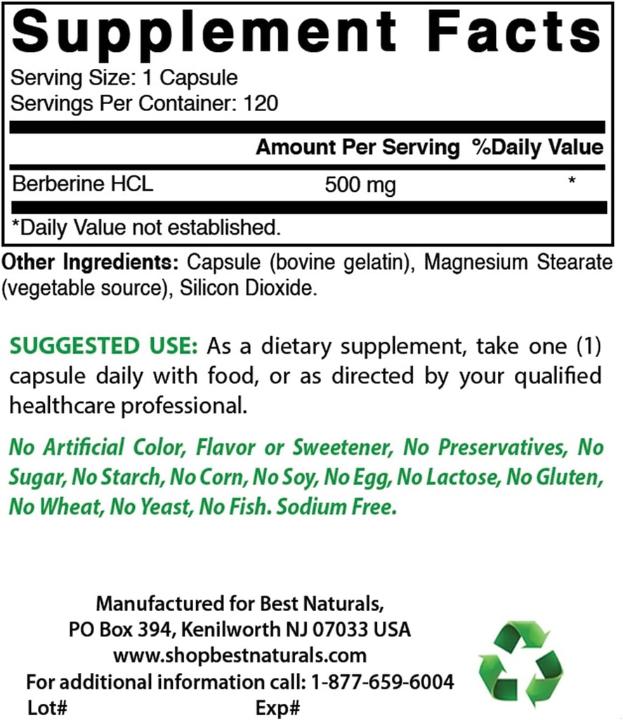 Meilleures naturelles Berberine 500m & Quercetin 1000 mg