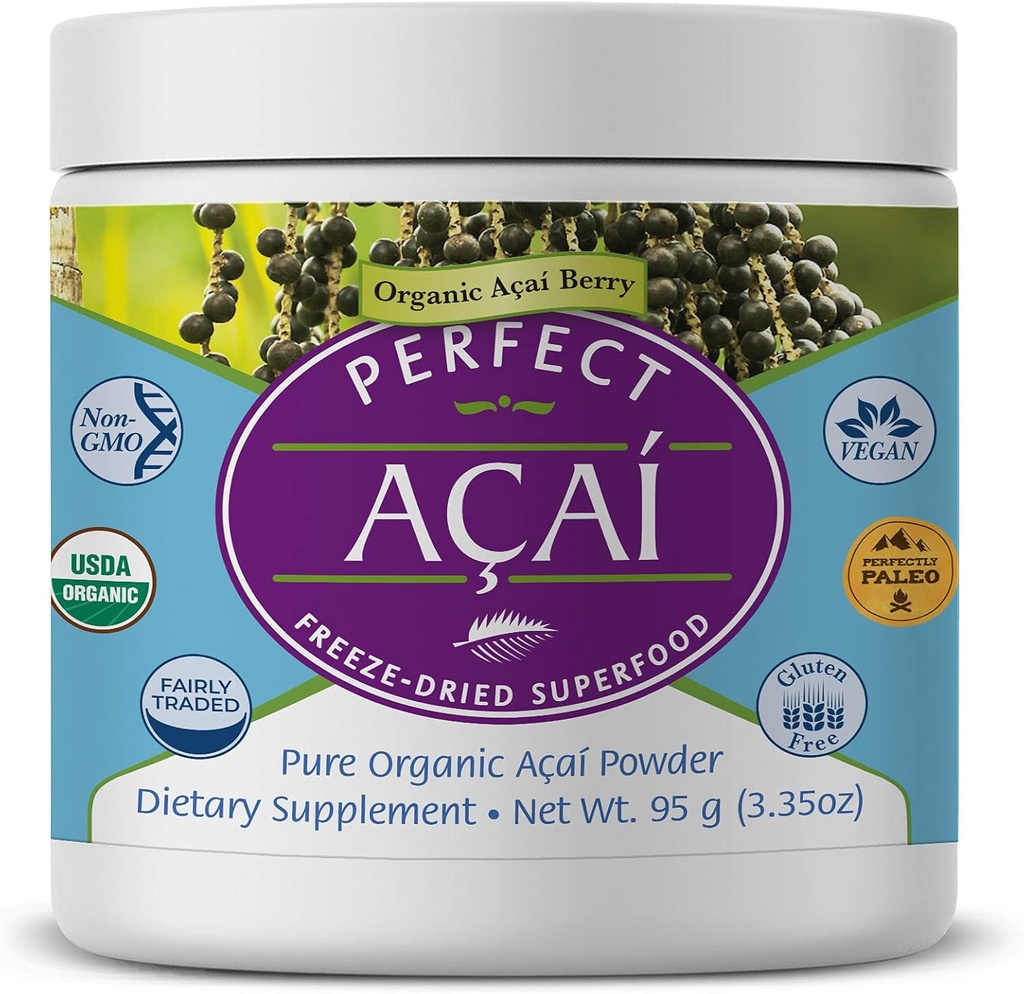 Perfekte Ergänzungen – Perfect Acai Powder – 95 Gramm – Pure Organic Freeze-Dried Acai Berry Superfood - Leistungsstarke Antioxidantien - Unterstützt Immunsystem