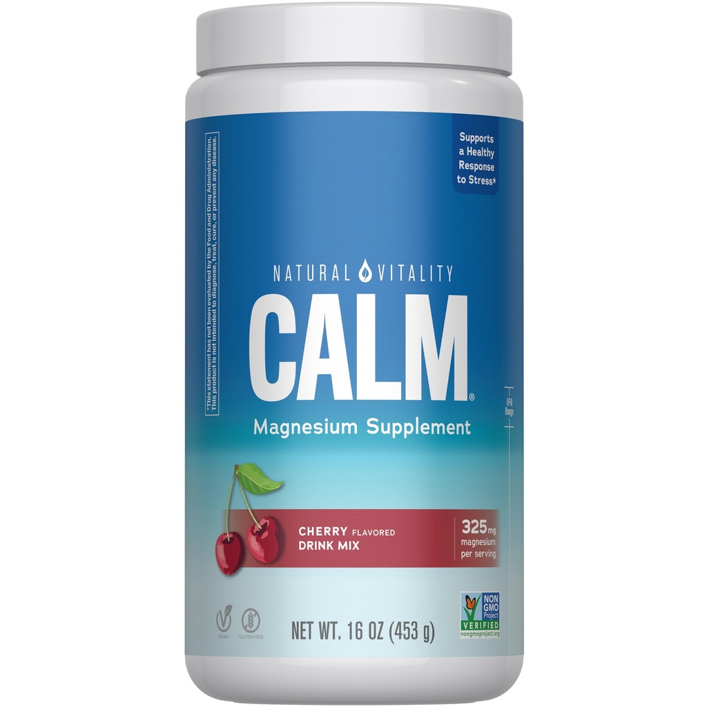 Natürliche Vitalität Calm, Magnesiumergänzung, Anti-Stress-Getränk-Mischpulver, Glutenfrei, Vegan, & Non-GMO, Kirsche, 16 Unzen