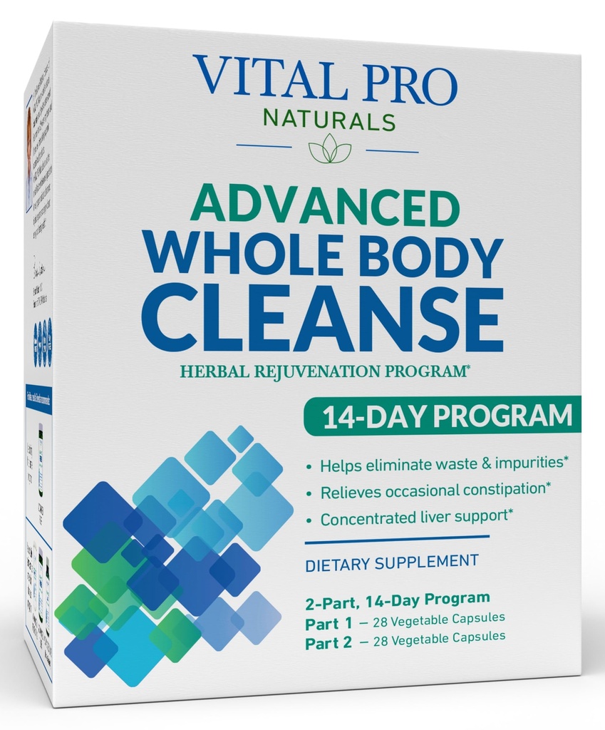 Vital Pro Naturals - Nettoyer le corps entier avec le chardon de lait, le magnésium, le cap Aloe et les herbes pour la constipation occasionnelle et l'élimination saine, 2-Part 14 Day Kit, 56 Capsules