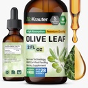 BIO KRAUTER Olivenblatt Extrakt Flüssigkeit - Olivenblatt Tinktur für Immununterstützung - Alkohol und Zuckerfrei - Vegan Tropfen 2 Fl.Oz.