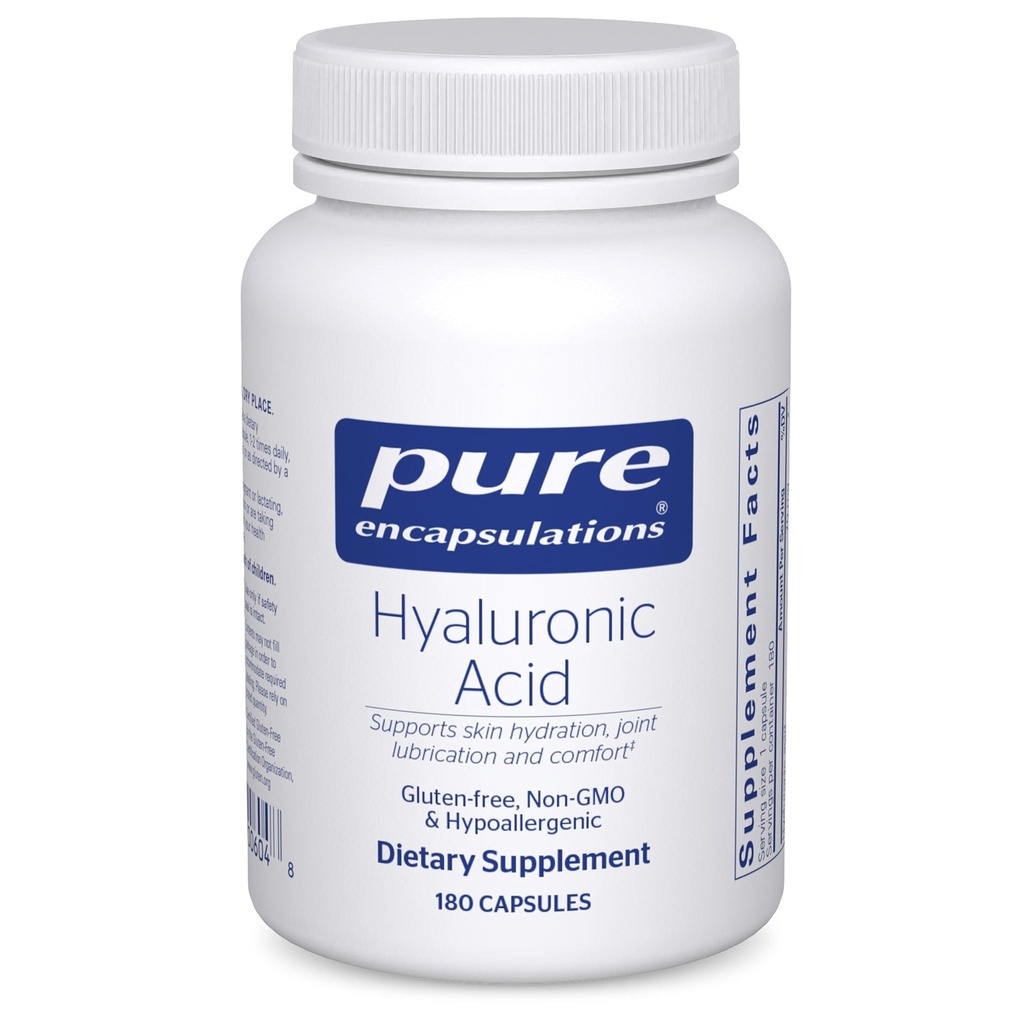 Encapsulations pures Acide hyaluronique - pour l'hydratation de la peau, la lubrification articulaire et la santé articulaire* - Absorption efficace - Sans gluten - Vegan & Non-OGM - 180 capsules