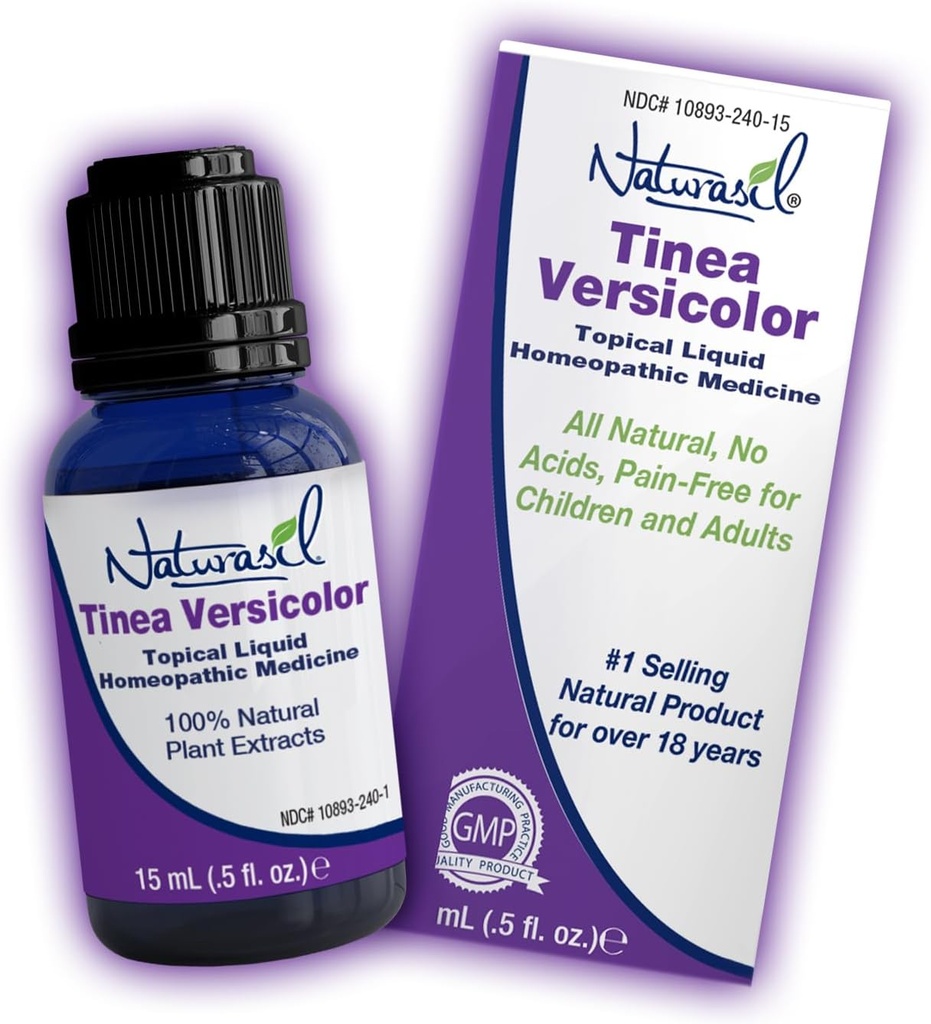 Traitement puissant de Tinea versicolore Naturasil - A action rapide Tinea versico Relief , Meilleur pour Candida, Jock Démangeaison, Athlète , Pied & Décoloration , Sans danger pour tous les âges , Efficace pour de nombreux types de peau , 15mL