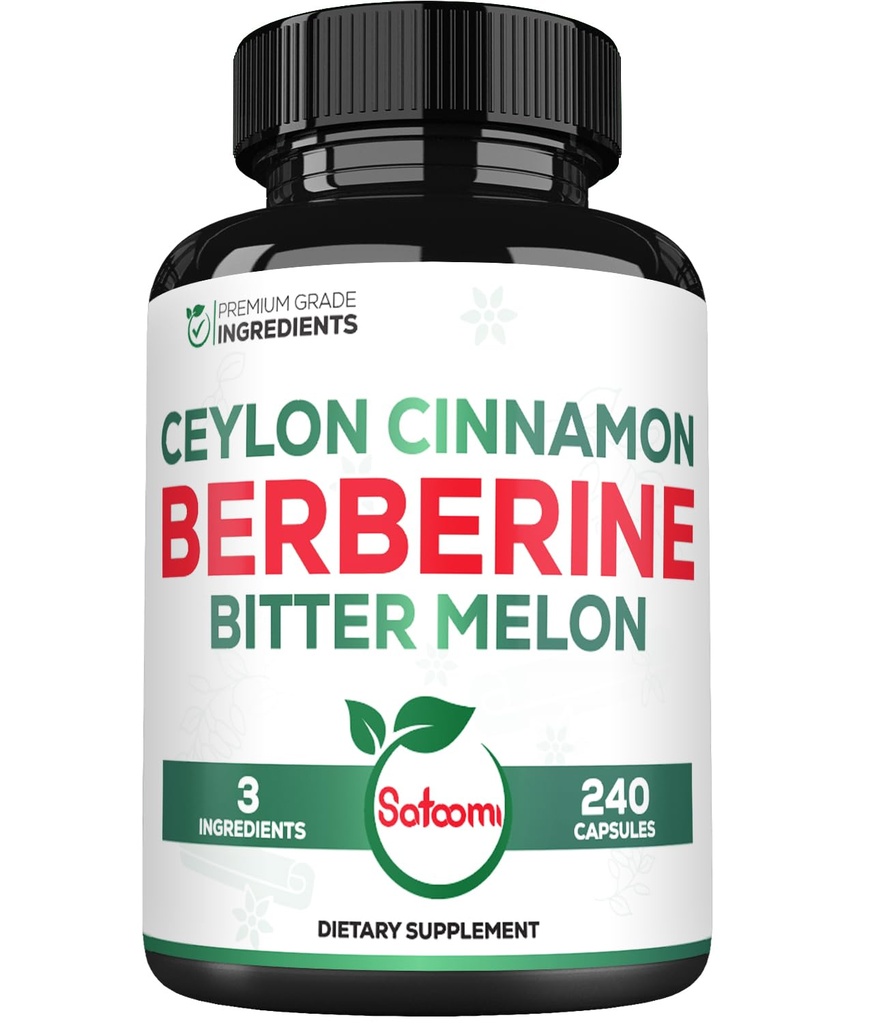 Berberine 1500mg Ergänzung mit Bio Ceylon Cinnamon Bark & Bitter Melon - 240 Vegan Kapseln für 80 Portionen - Immunsystem, Herzgesundheit, Körpermanagement & Verdauungsunterstützung