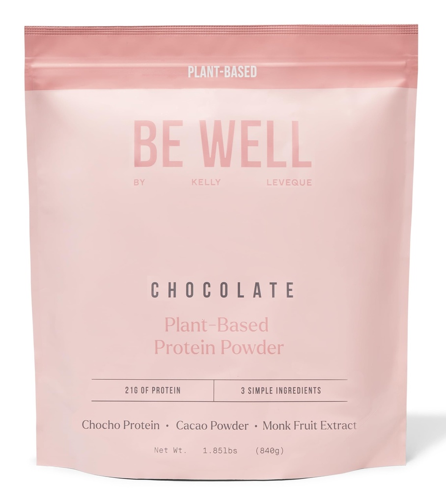 Soyez bien par Kelly chocolat à base végétale poudre de protéines, végétalien 21G Protéine 9G Fibre 1 NetCarb (3 ingrédients, 20 portions) 9 acides aminés 3 BCAAs Pas de soja, pas de lait, sans Stevia Pas de sucre ajouté 1.85lb 840g