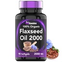 tnvitamines Organic Flaxseed Oil Softgels: 2000 mg - 90 Softgels | High in Omega-3 Fettsäuren | Flaxseed Oil Supplement für Damen und Herren | Non-GMO