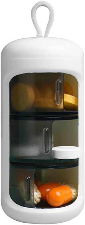 Pillen-Container, Small Portable Travel Pill Case, Mini Size Pill Organizer, Pillen-Box für Vitamin, Fish Oil, Ergänzungen, 3 Compartment Sliding Daily Pill Case (Weiß)...