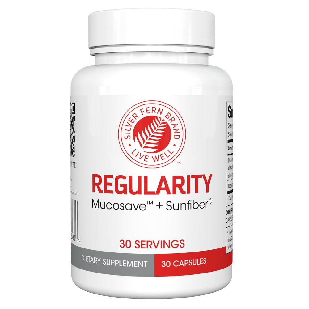 Silver Fern Regularity Digestive Supplement Kapseln Marke - 1 Flasche = 30 Kapseln = 30 Tage Lieferung - Mucosave FG (Prickly Pear Polysaccharide & Olive Leaf Polyphenole) & SunFiber