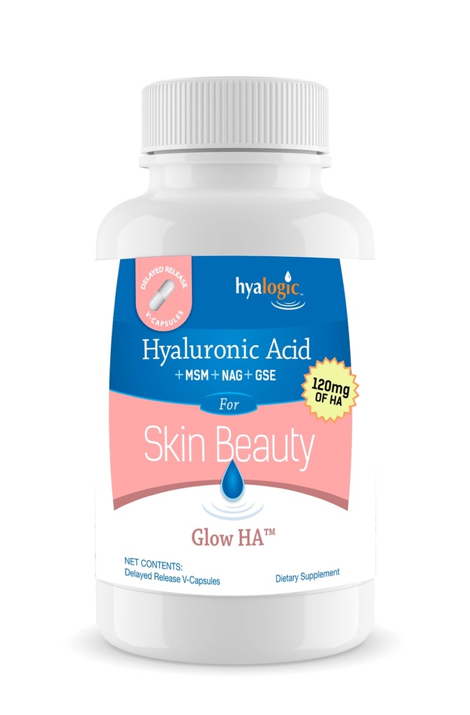 Hyalogic 120 Mg Capsules d'acide hyaluronique à libération différée – Supplément pour la peau avec/Glucosamine MSM – Supplément pour la santé du corps avec extrait de graine – Suppléments alimentaires végétaliens et non OGM (30 Nombre)