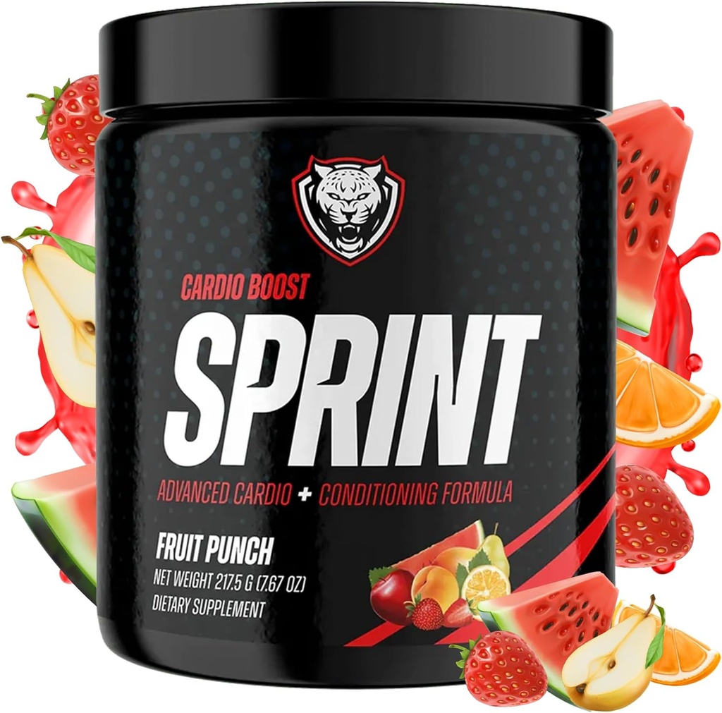 6AM Exécuter Sprint - Poudre de préentraînement pour stimuler l'énergie instantanée pour Cardio et Focus - Pas de jitters, Formule de conditionnement haute énergie - Tous naturels, Keto, Vegan (Fruit Punch, Full Bouteille)