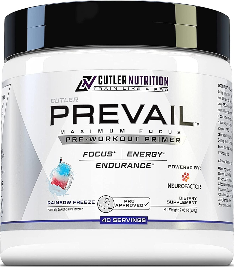 Prevail Pre Workout Powder mit Nootropics: Pre Workout für Männer und Frauen, Schneiden Edge Energy und Fokus Supplement mit L Citrulline, Alpha GPC, L Tyrosin, Neurofactor | Rainbow Freeze, 40 SRV