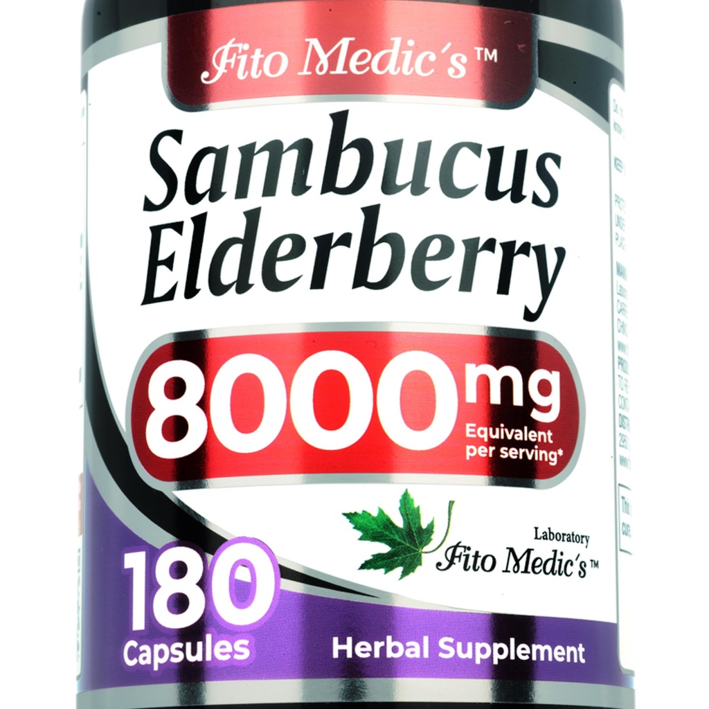 Lab - Elderberry - Sambucus Elderberry 8000 mg, 180 Kapseln - Elderberry Kapseln - Black Elderberry - Immune Support Supplement- Vitamine für Damen und Herren, Ultra hohe Absorption
