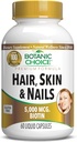 Botanic Choice Hair Skin and Nails Vitamins - Biotin Supplement with Collagen, Vitamin C, & Iron - Super Antioxidant Blend with Argan Oil & Hyaluronic Acid - 60 Liquid Capsules